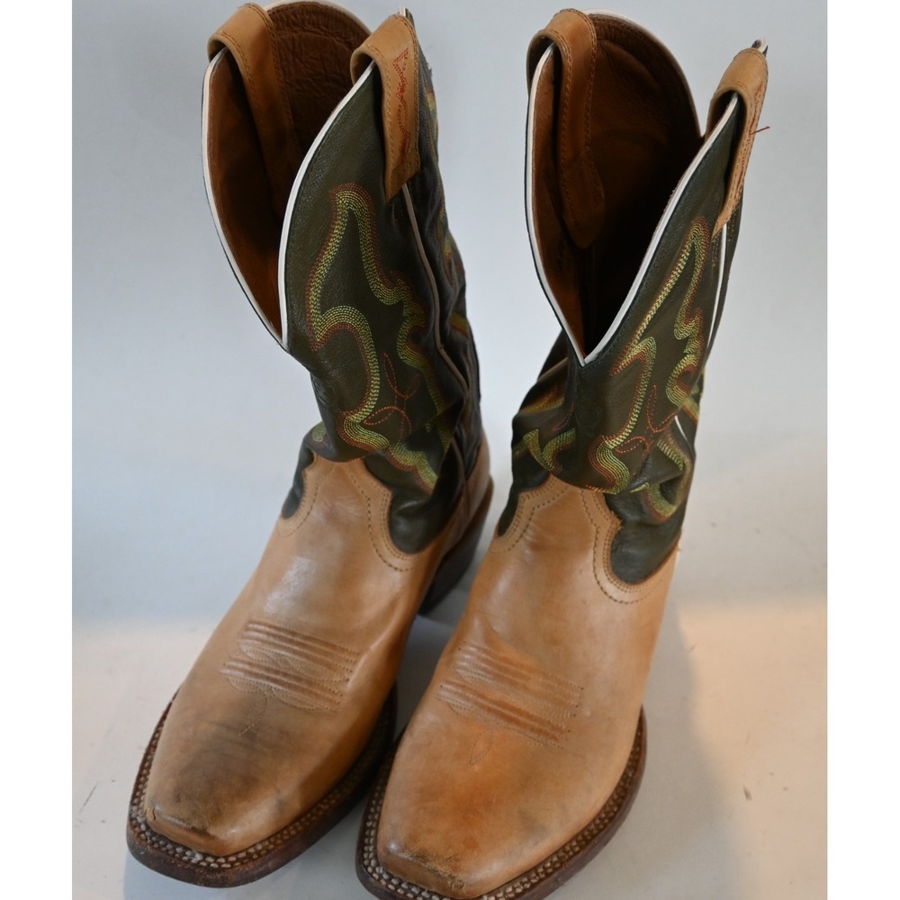 Ariat Size 8 Mens Brown Square Toe Leather Pull On Western Cowboy Boots